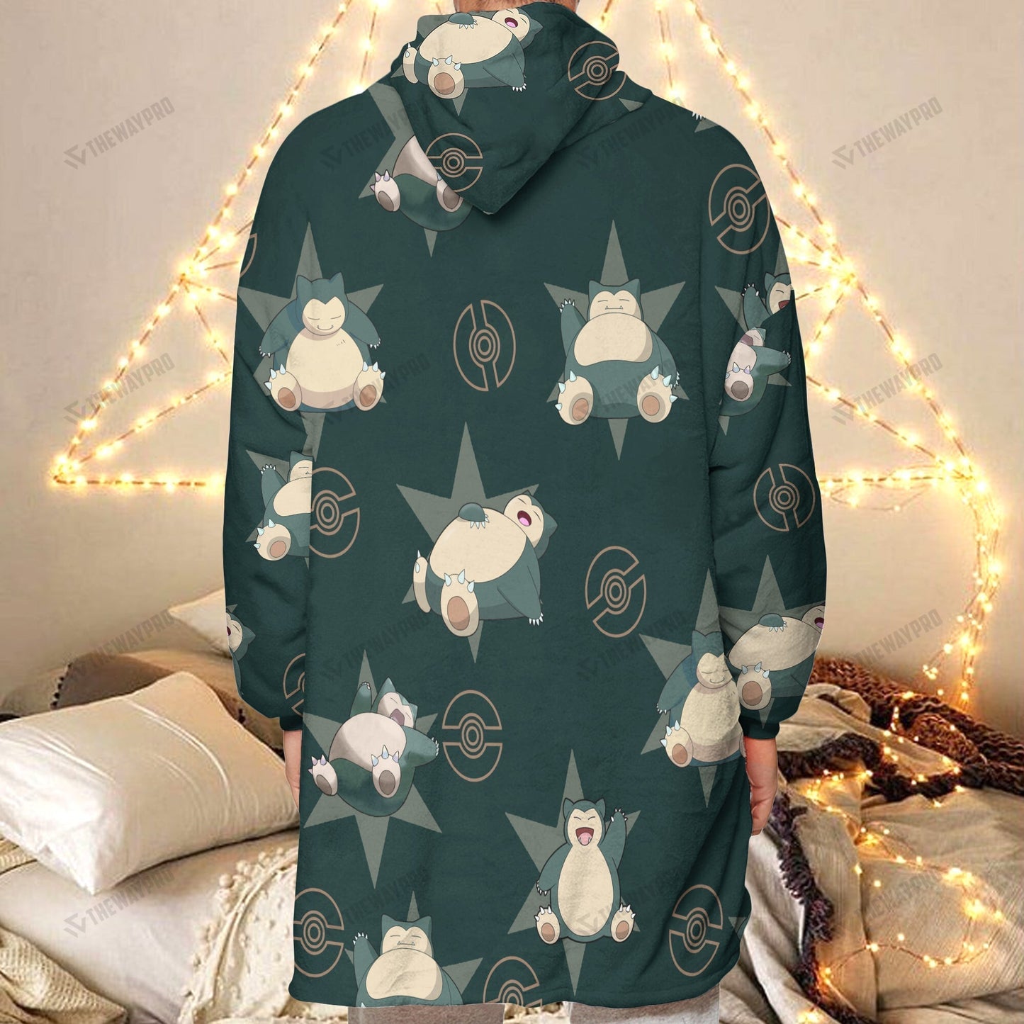 Anime Pkm Snorlax Custom Fleece Blanket Hoodie