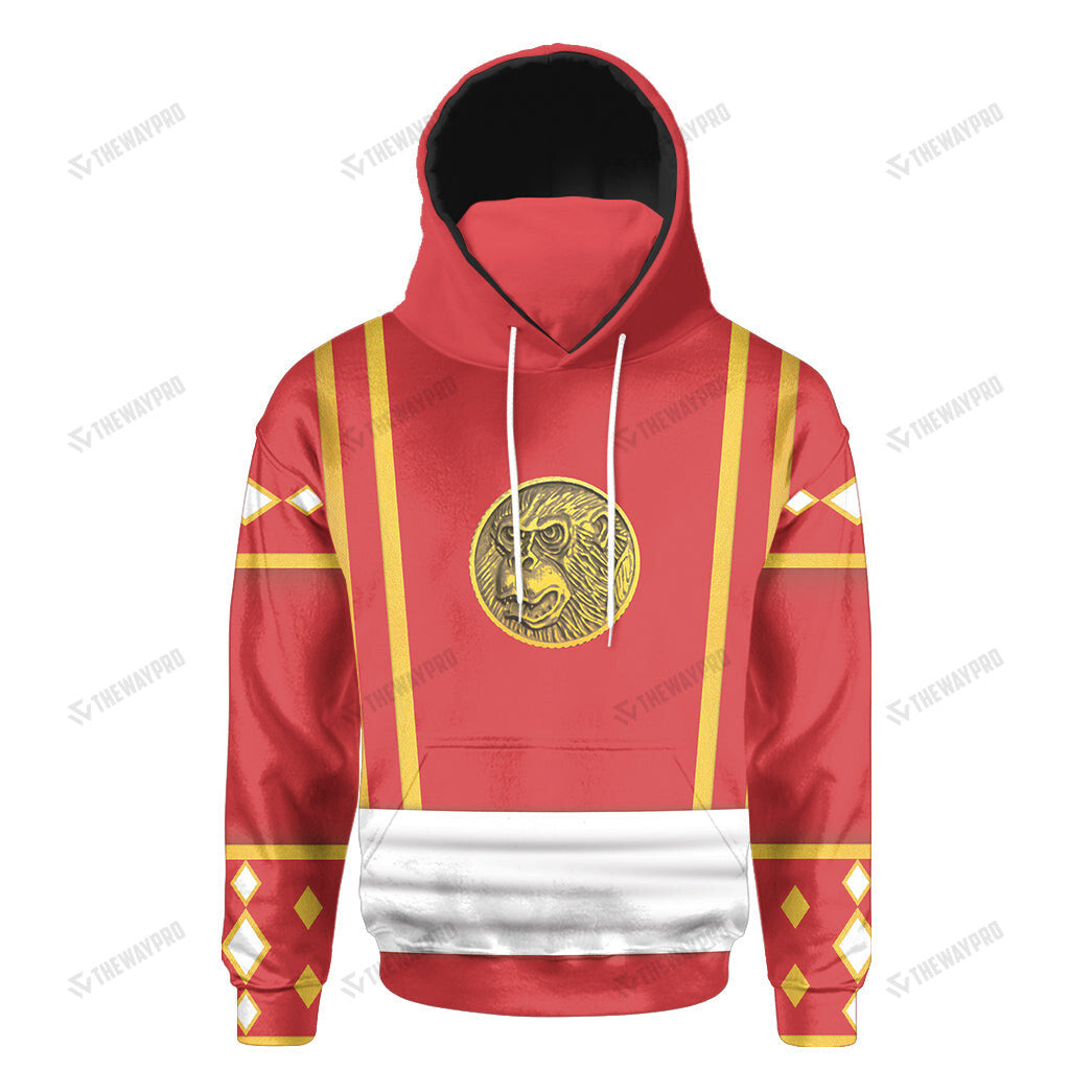 Mighty Morphin Ninjetti Red Ape Ranger Custom Snood Hoodie