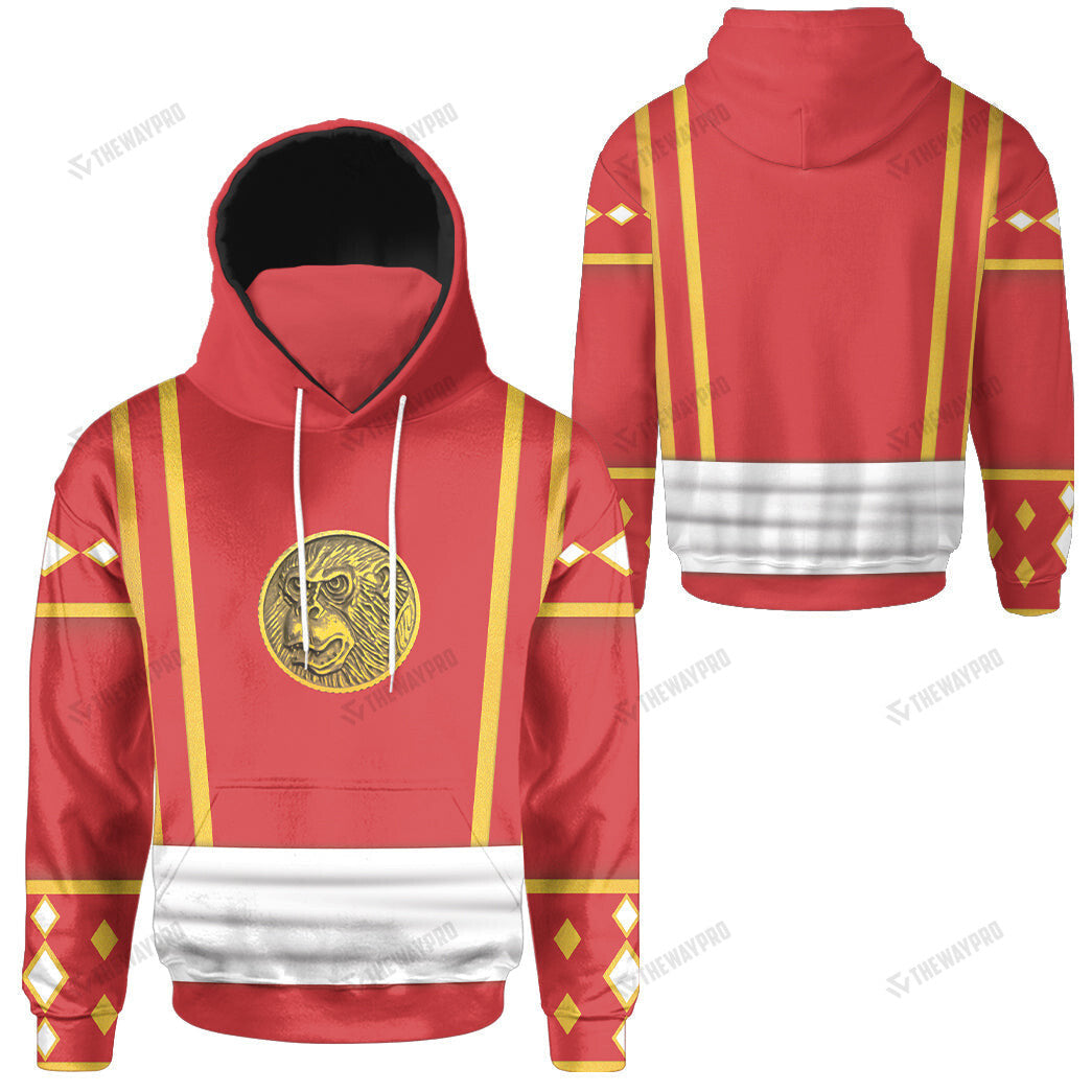 Mighty Morphin Ninjetti Red Ape Ranger Custom Snood Hoodie