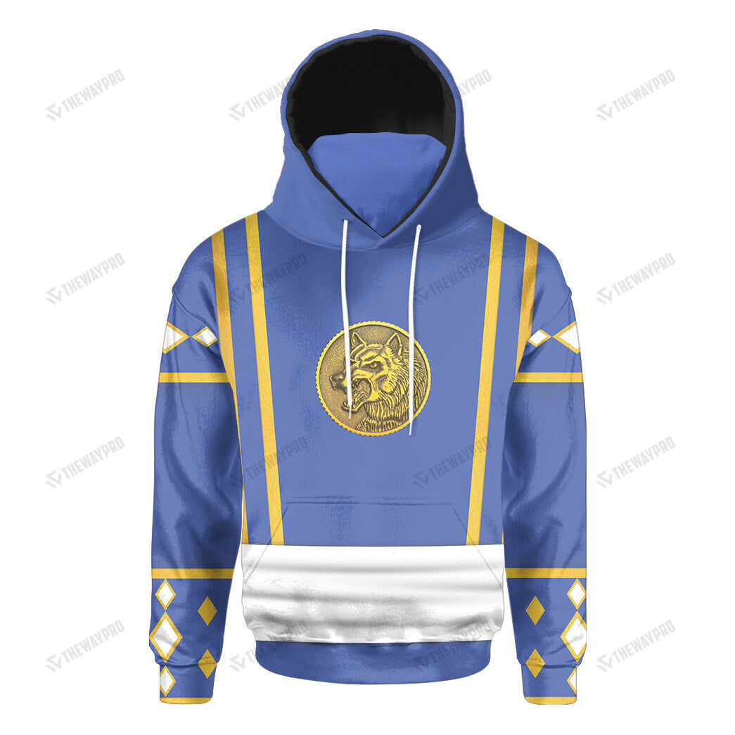 Mighty Morphin Ninjetti Blue Wolf Ranger Custom Snood Hoodie
