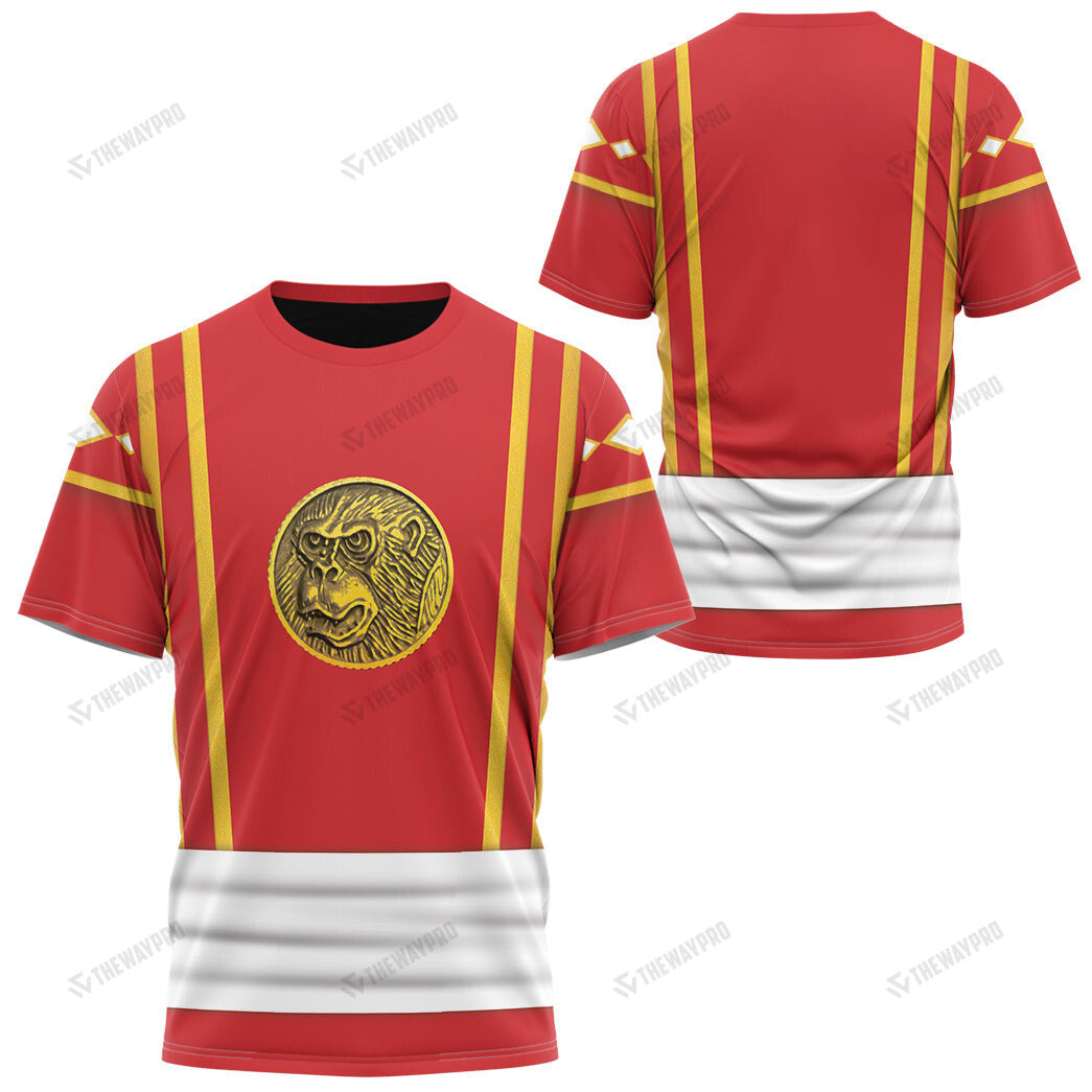 Mighty Morphin Power Ranger Ninja Rangers Red Ape Custom T-Shirt