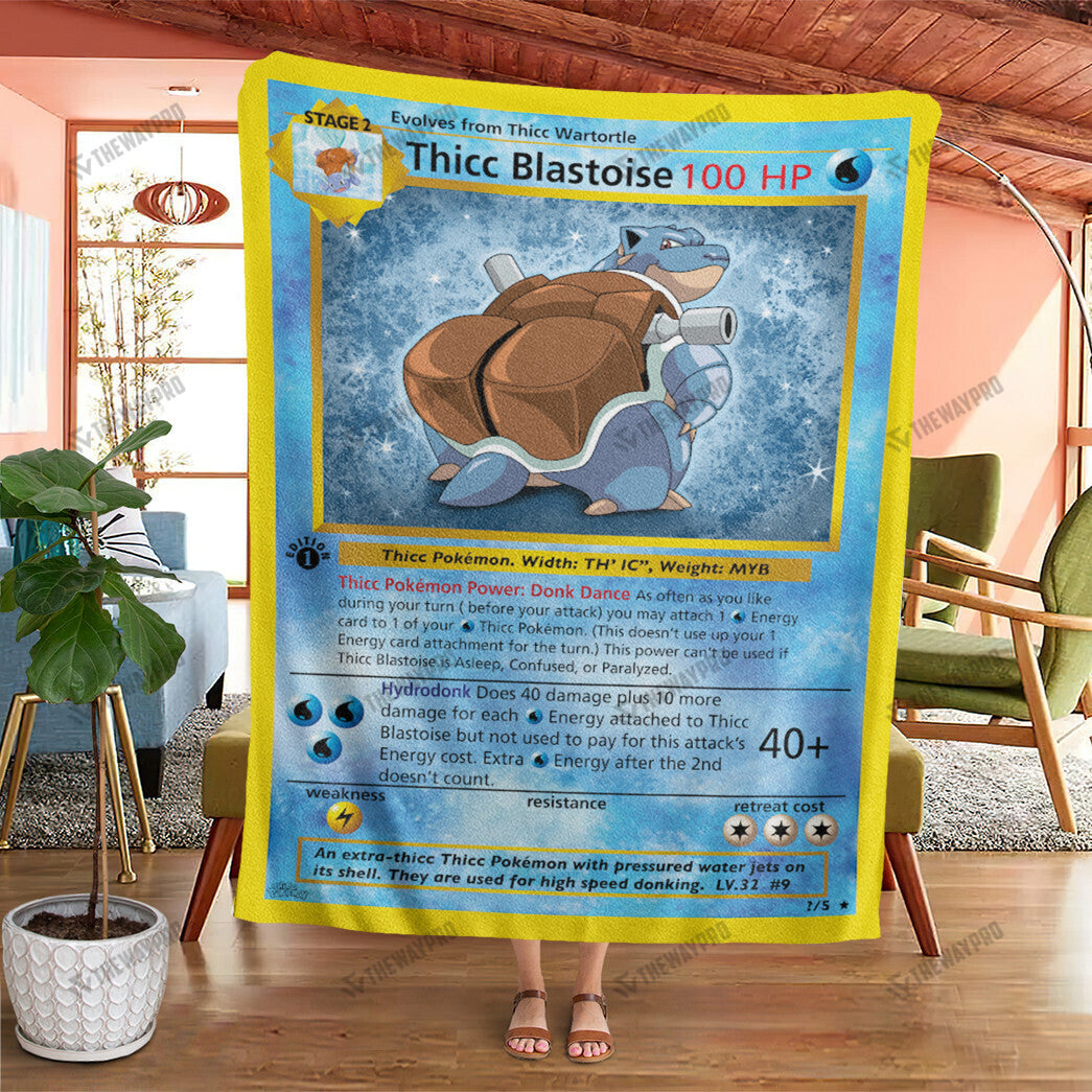 Anime Thicc Blastoise Custom Soft Blanket