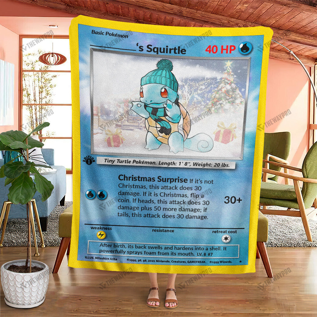 Christmas Squirtle Custom Name Gift Soft Blanket
