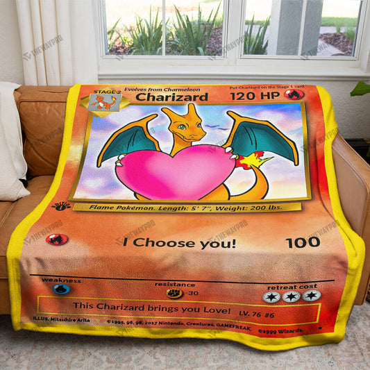 Anime Charizard I Choose You Custom Soft Blanket