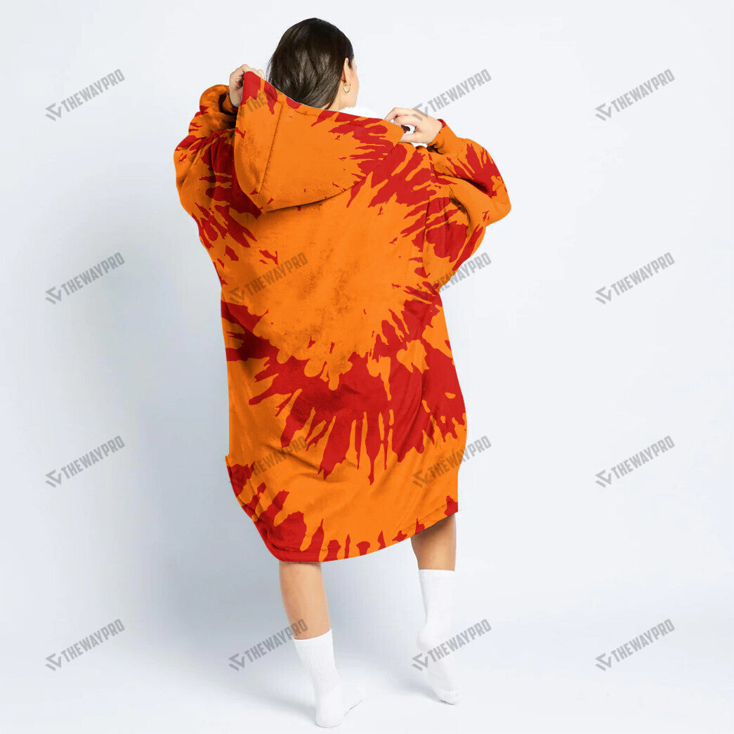 Charizard Tie Dye Face Custom Fleece Blanket Hoodie