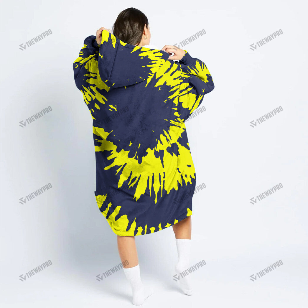 Garchomp Tie Dye Face Custom Fleece Blanket Hoodie