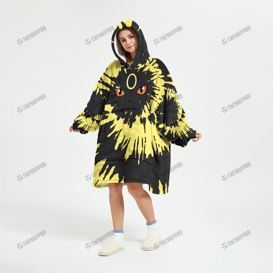 Umbreon Tie Dye Face Custom Fleece Blanket Hoodie