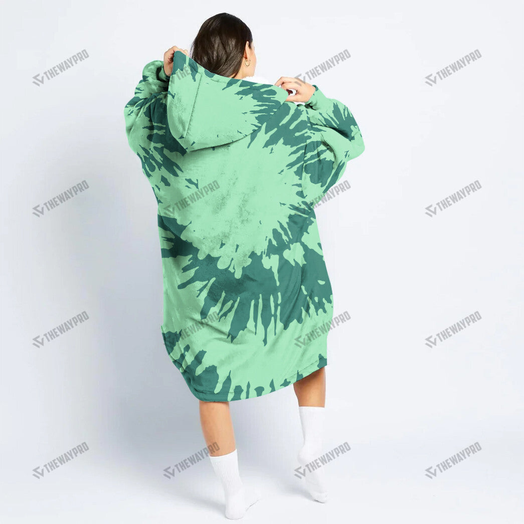 Bulbasaur Tie Dye Face Custom Fleece Blanket Hoodie
