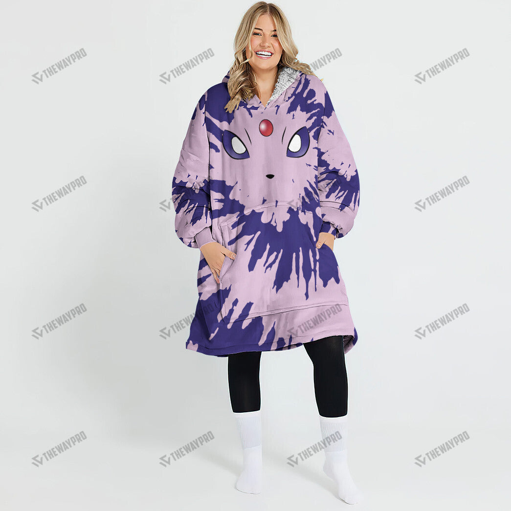 Espeon Tie Dye Face Custom Fleece Blanket Hoodie