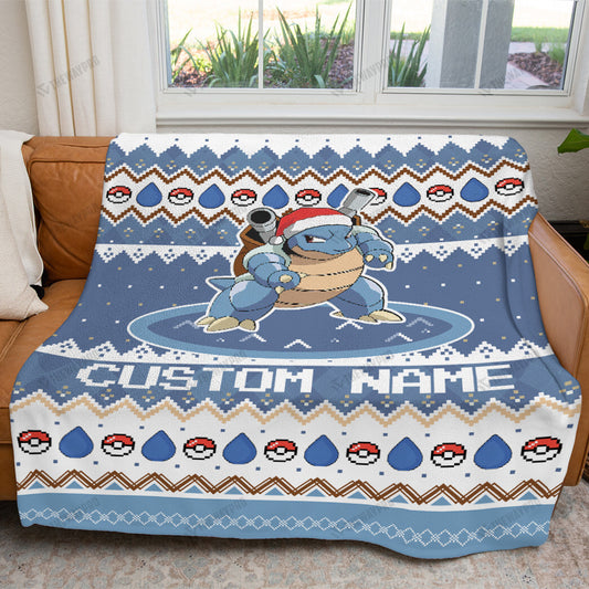 Blatoise Christmas Custom Name Soft Blanket