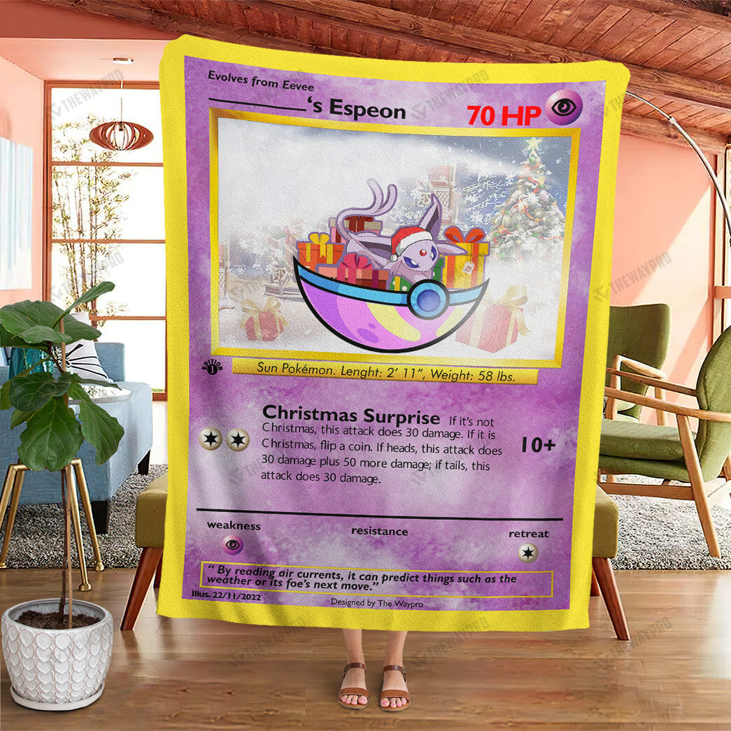Espeon Christmas Custom Name Soft Blanket