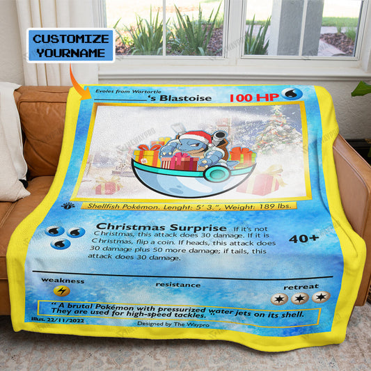 Blastoise Christmas Custom Name Soft Blanket