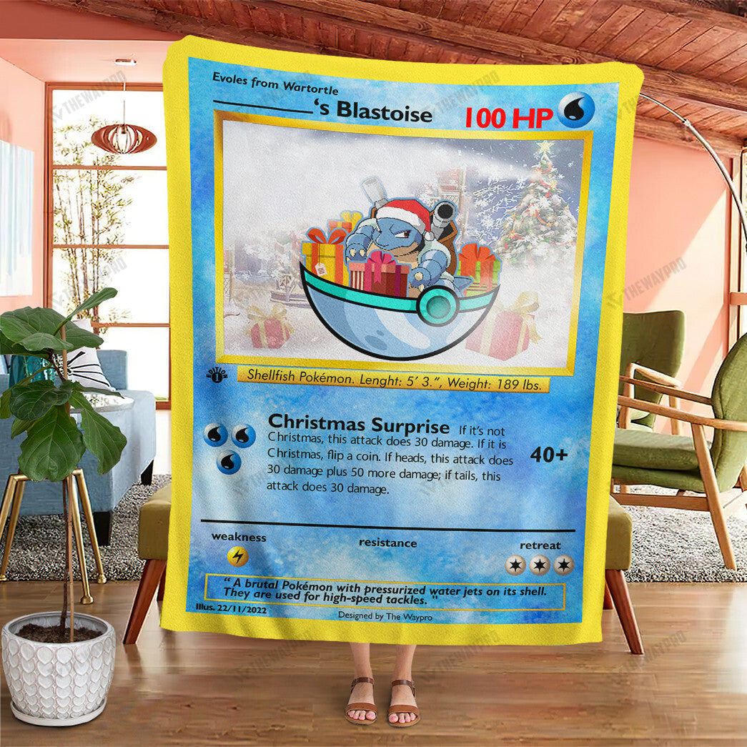 Blastoise Christmas Custom Name Soft Blanket