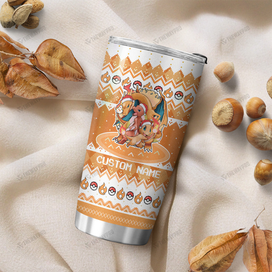 Charmander Charmeleon Charizard Christmas Custom Name Tumbler