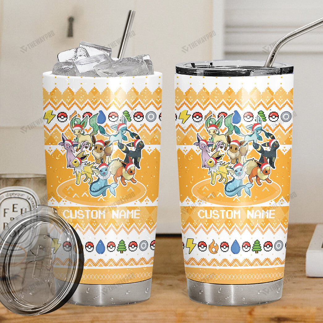Eevee Evolution Custom Name Christmas Tumbler
