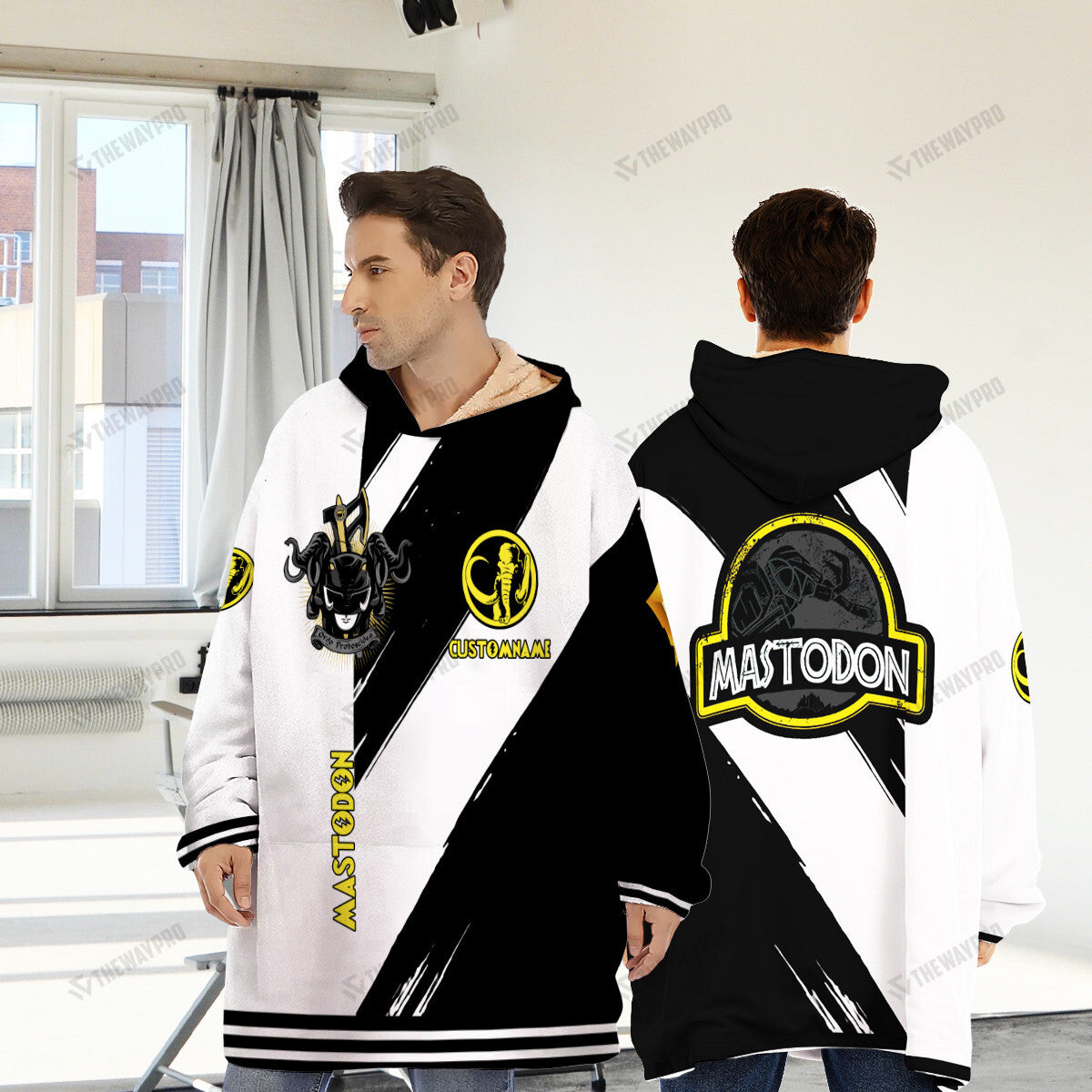 Power Ranger Mighty Morphin Mastodon Custom Name Blanket Hoodie