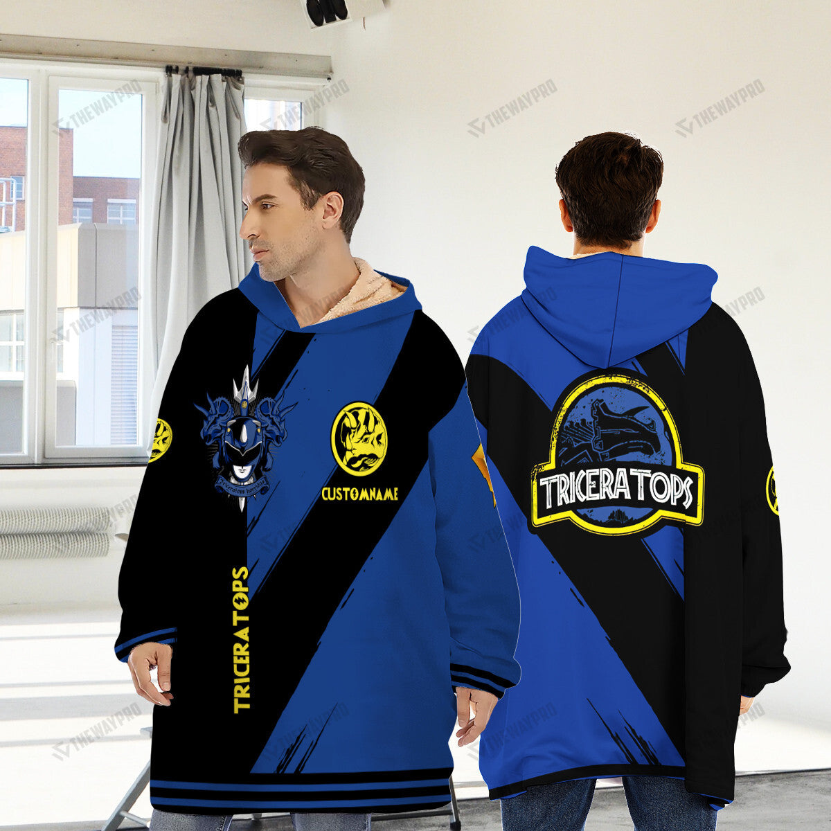 Power Ranger Mighty Morphin Tricertops Custom Name Blanket Hoodie