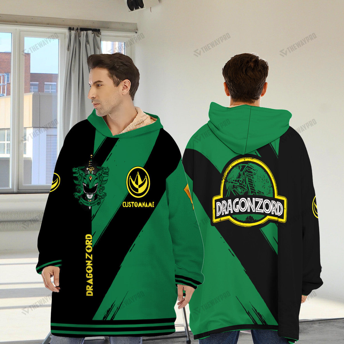 Power Ranger Mighty Morphin Dragonzord Custom Name Blanket Hoodie
