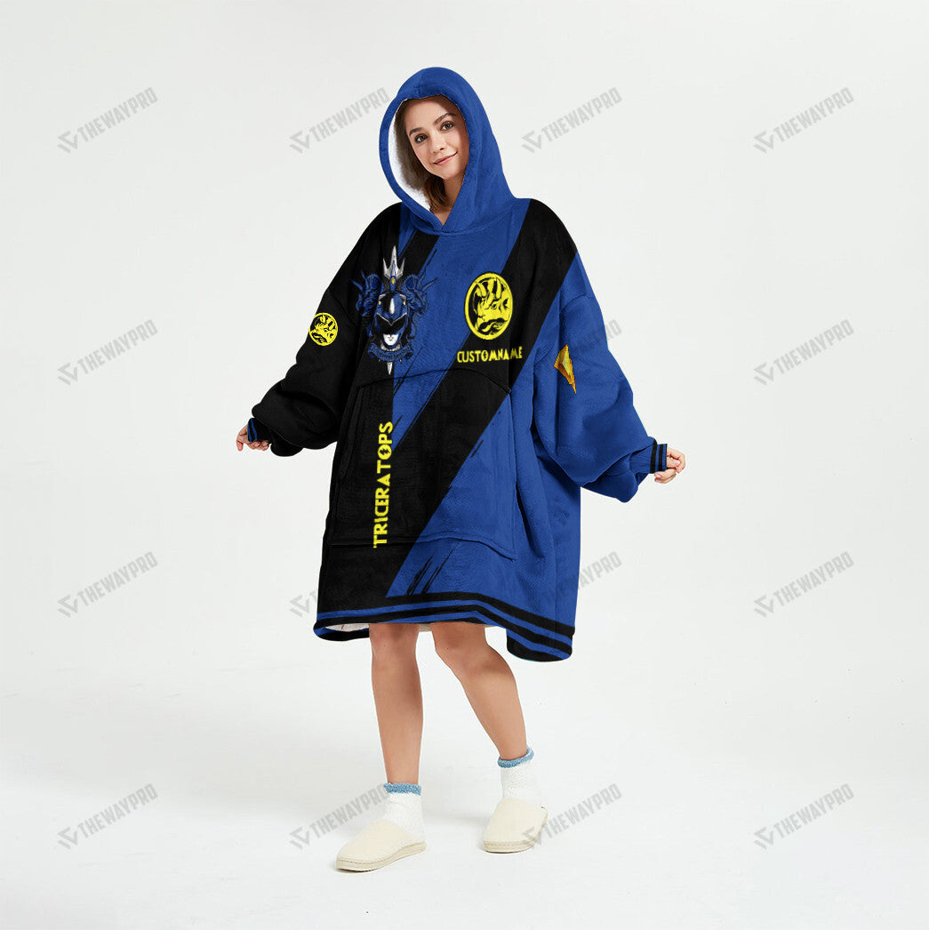 Power Ranger Mighty Morphin Tricertops Custom Name Blanket Hoodie