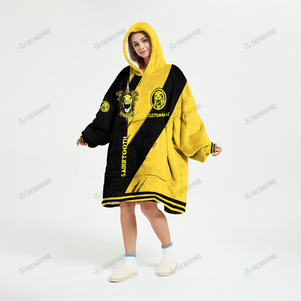 Power Ranger Mighty Morphin Saber Tooth Custom Name Blanket Hoodie