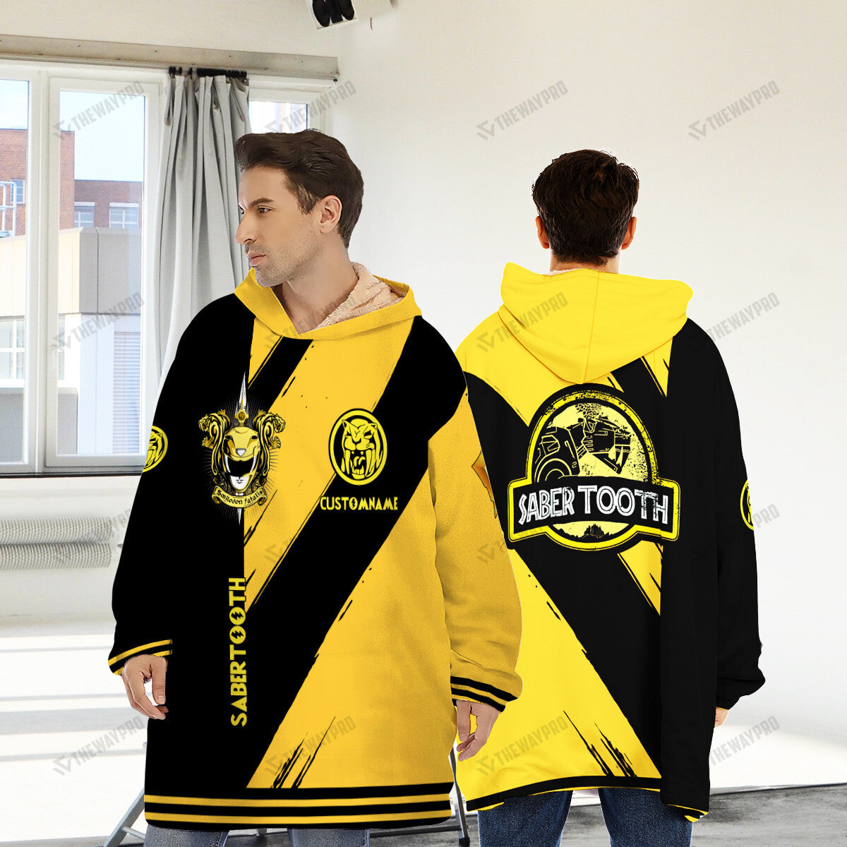 Power Ranger Mighty Morphin Saber Tooth Custom Name Blanket Hoodie