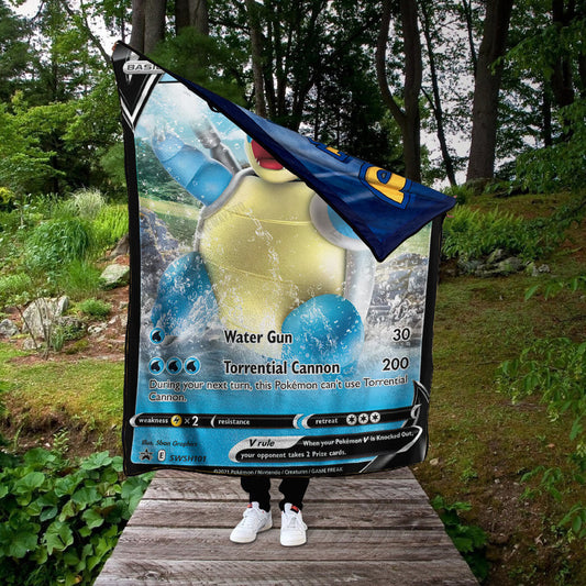 Blastoise V 2022 Custom 2- Side Printed Thicken Soft Blanket