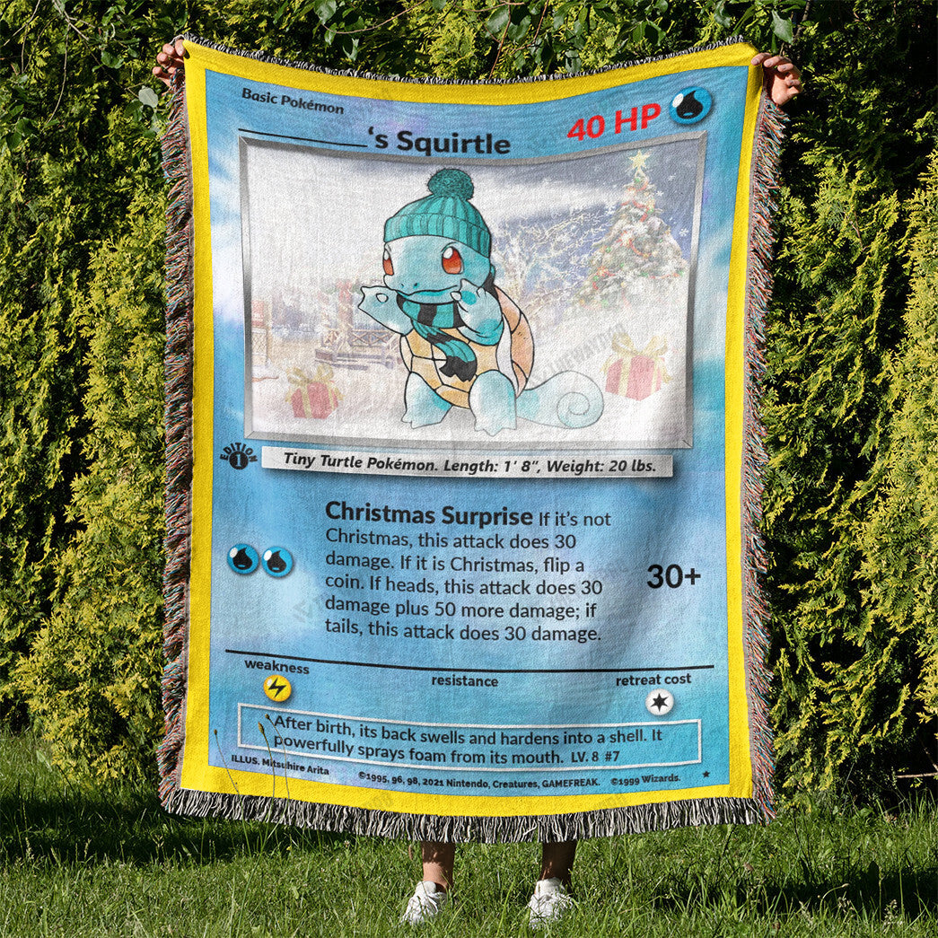 Christmas Squirtle Custom Name Gift Woven Blanket
