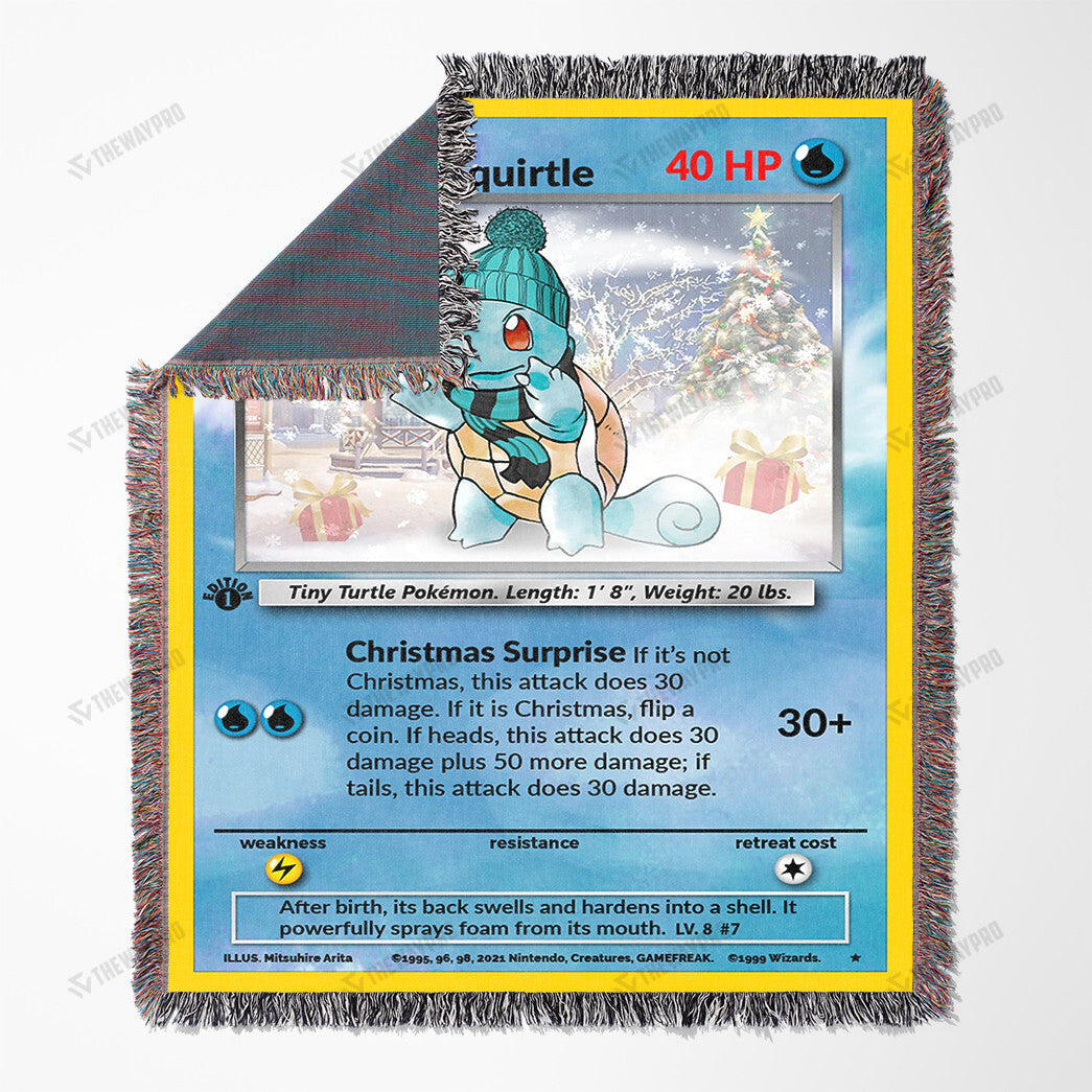 Christmas Squirtle Custom Name Gift Woven Blanket