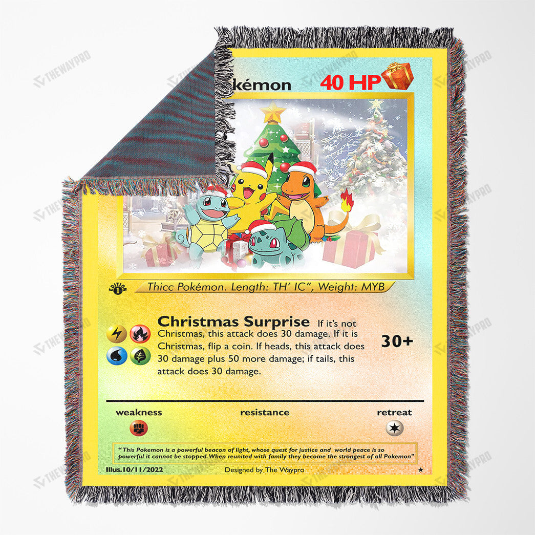 Christmas Poke Starter Custom Name Gift Woven Blanket
