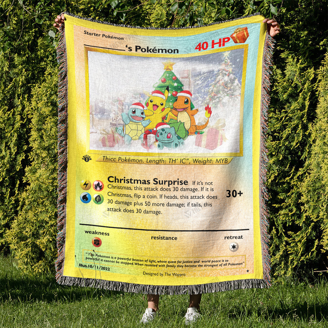 Christmas Poke Starter Custom Name Gift Woven Blanket