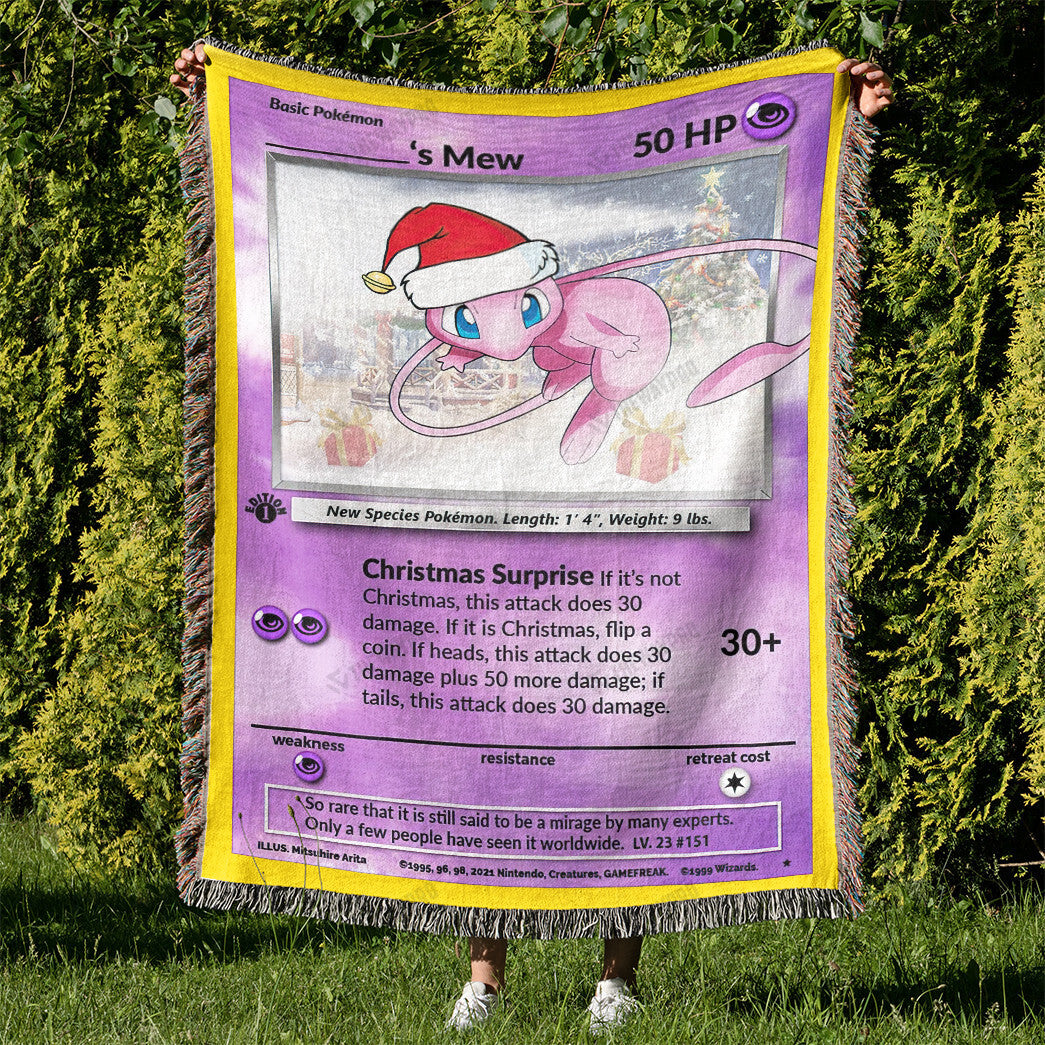 Christmas Mew Custom Name Gift Woven Blanket