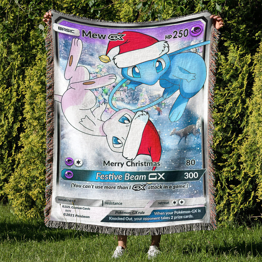 Christmas Mew GX Custom Gift Woven Blanket