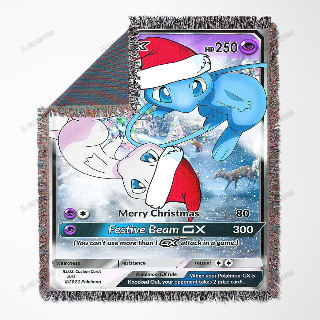 Christmas Mew GX Custom Gift Woven Blanket