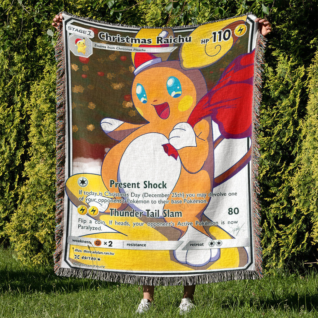 Christmas Raichu Custom Gift Woven Blanket