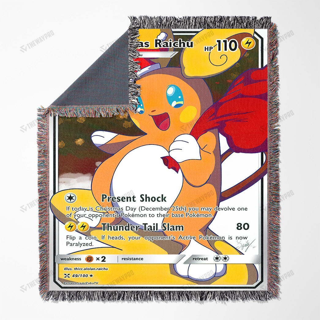 Christmas Raichu Custom Gift Woven Blanket