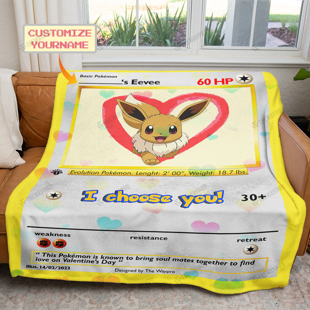 Valentine Eevee I Choose You Custom Soft Blanket