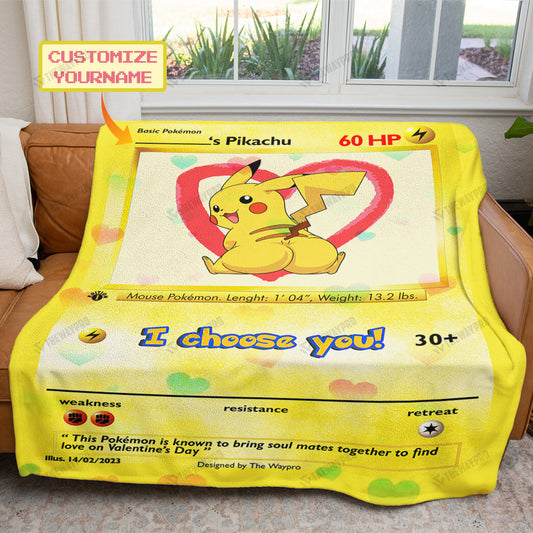 Valentine Thicc Pikachu I Choose You Custom Soft Blanket
