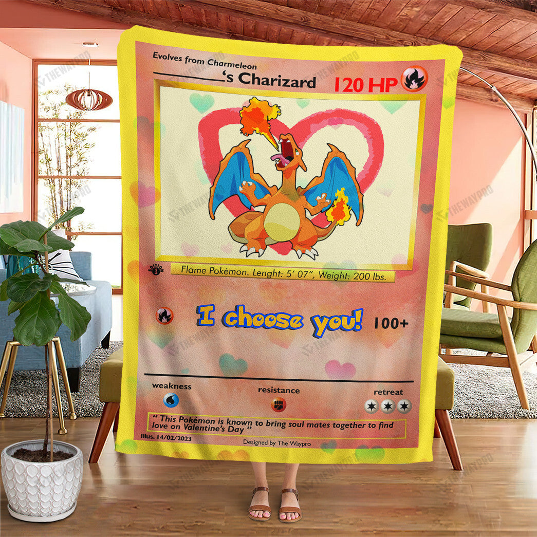 Valentine Charizard I Choose You Custom Soft Blanket