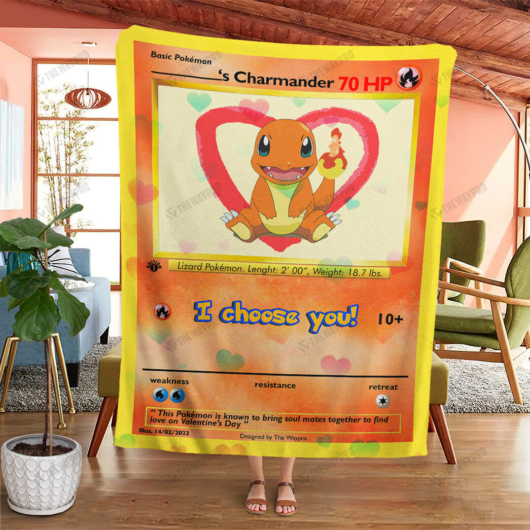 Valentine Charmander I Choose You Custom Soft Blanket
