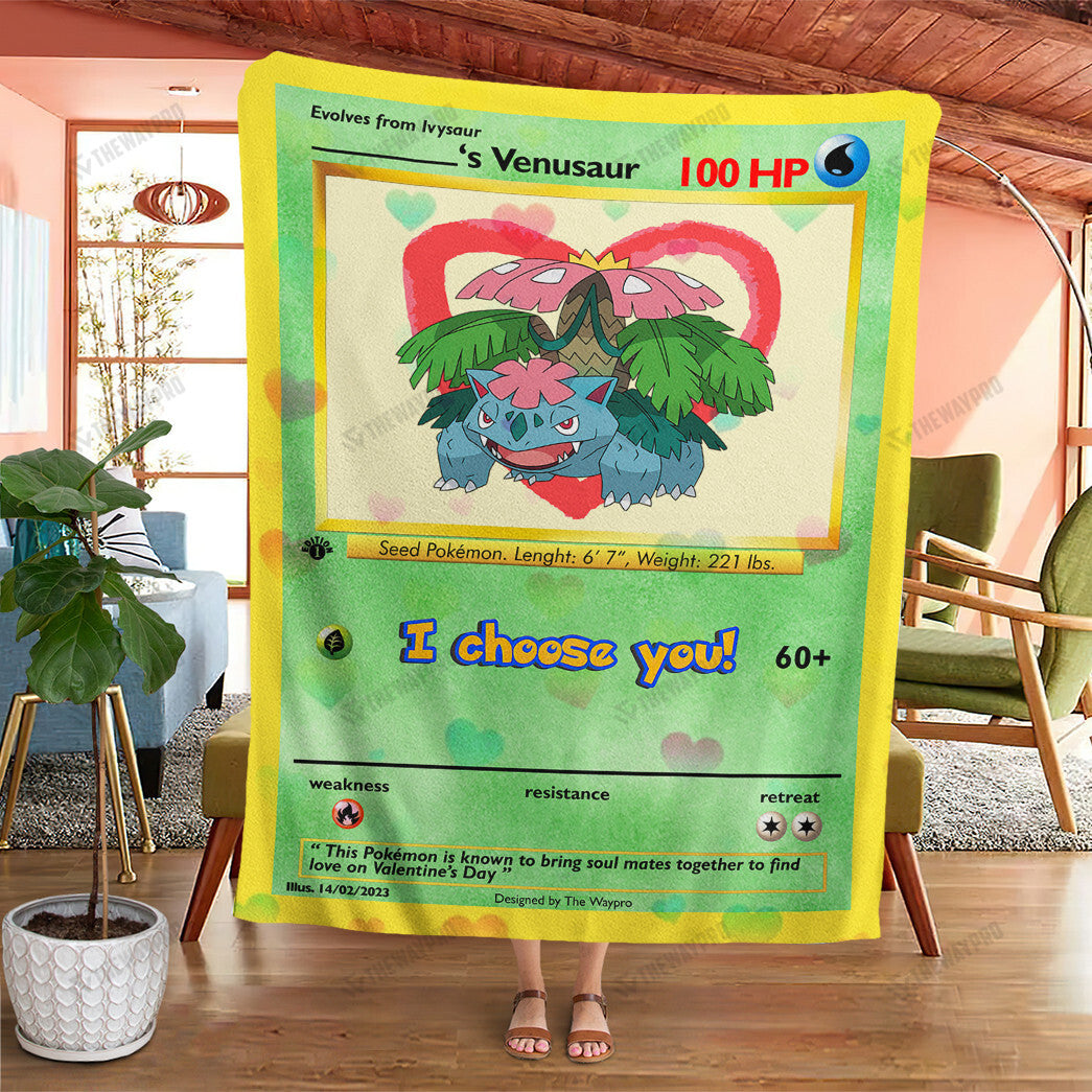Valentine Venusaur I Choose You Custom Soft Blanket