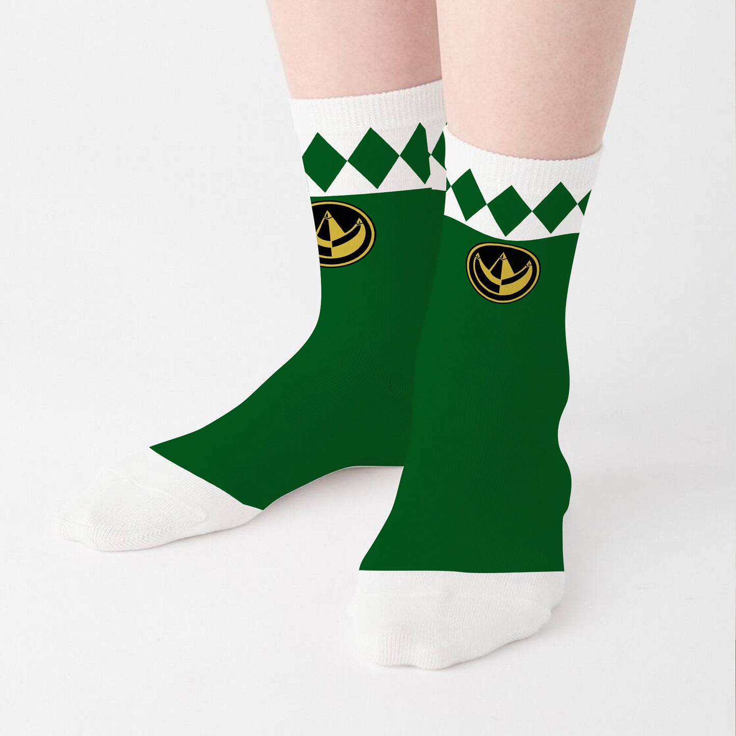 Power Strike Green & White Warrior Socks
