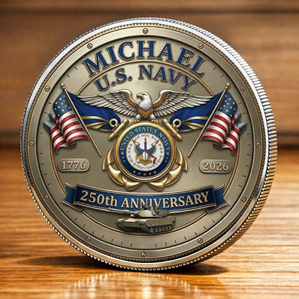 USA 250th Anniversary U.S. Navy - Custom Name Printed Commemorative Coin