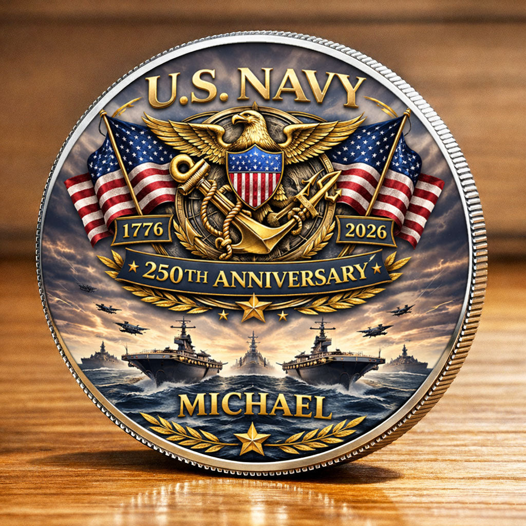 USA 250th Anniversary U.S. Navy - Custom Name Printed Commemorative Coin