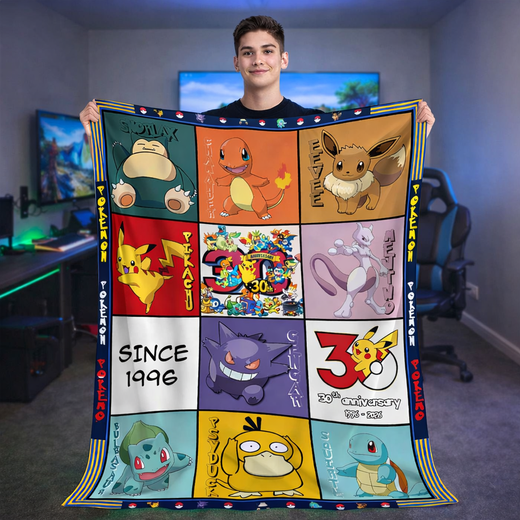Anime Poke 30th Anniversary Custom Blanket