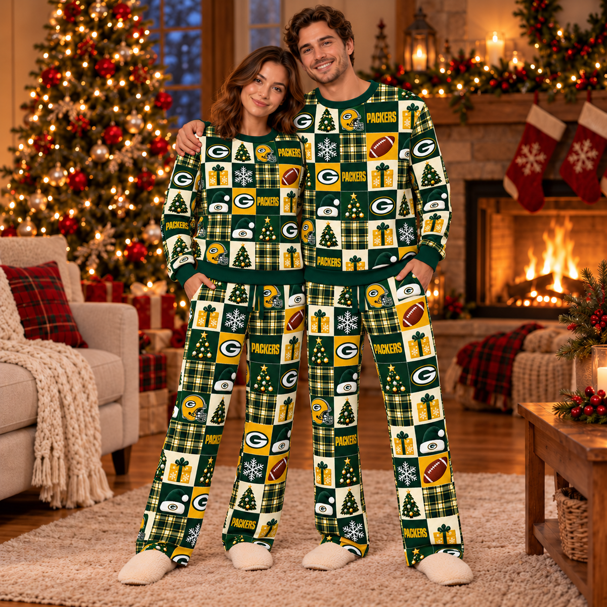 Personalized Packers Christmas Sweatshirt and Lounge Pants