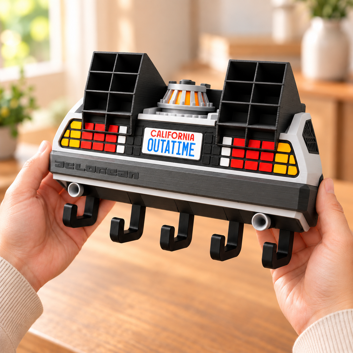 DeLorean Key Holder, Back to the Future Inspired Wall Key Rack, 3D Printed Car Key Holder