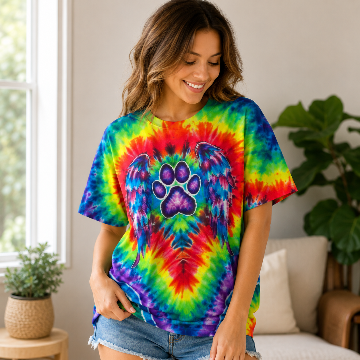 Rainbow Rainbow Psychedelic Pawprint Mirage Hoodie Sweatshirt T-Shirt