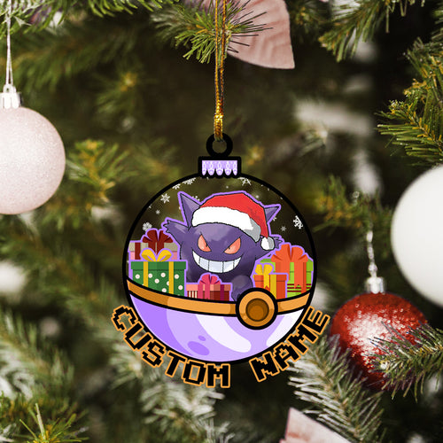 Personalized Gengar Pokeball Christmas Custom Name Ornament