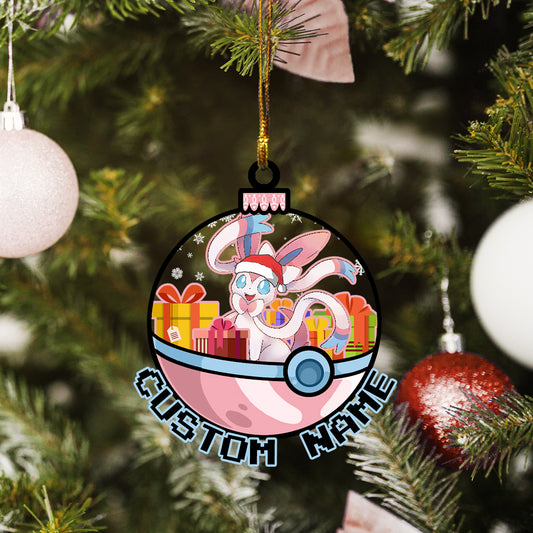Personalized Sylveon Pokeball Christmas Custom Name Ornament