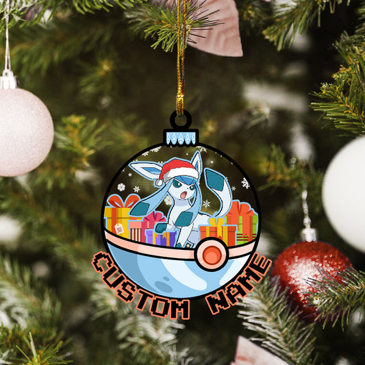 Personalized Glaceon Pokeball Christmas Custom Name Ornament